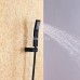 PST Modern Style Matte Black Finish Solid Brass Ceiling Rainshower & Hand Shower  1.5CM Shower Hose Set - B074RHKFCC